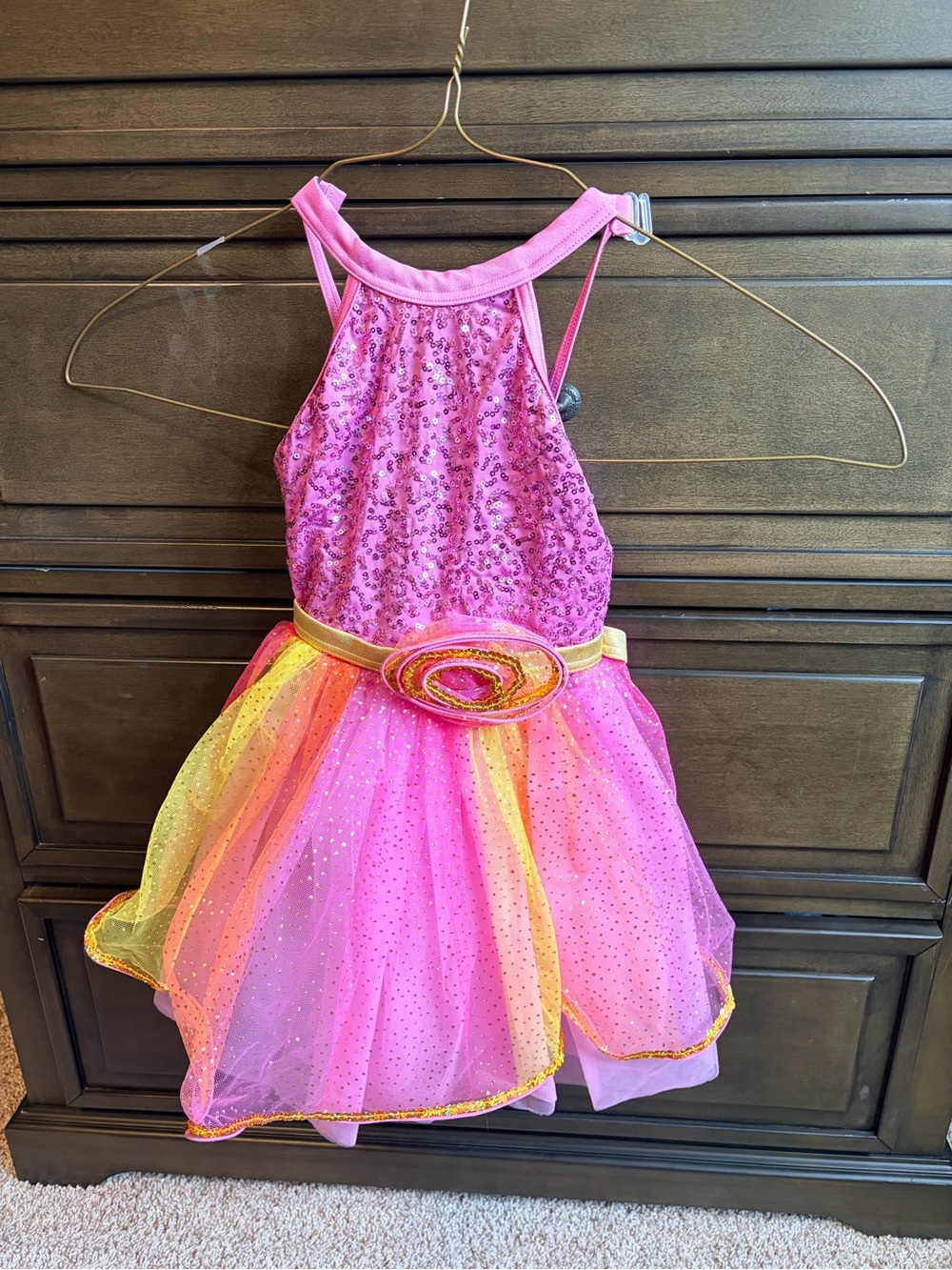 Weissman Pink and Yellow Sparkle Tulle Dance Costume Competition or Recital